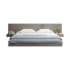 Minimalist Low <b>Platform</b> <b>Bed</b> King Size Solid Wood <b>Bed</b> <b>Frame</b> with Oak Headboard Space Saving Design for 3 Star Hotel Furniture - Product Image 3