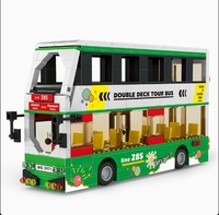 Jouet d'assemblage pour enfants, blocs de construction à petites particules compatibles avec le bus touristique à deux étages, véhicule de transport public