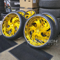 XINLAI Nouvelles jantes forgées en alliage d'aluminium à 5 branches, polies or, à déport profond, 3 pièces, 20 mm, 18-26 pouces, 5x112