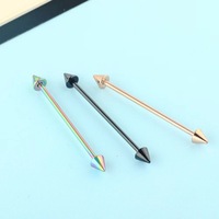 Stainless Steel Double-Ended Pointed Cone Long Rod Extra-Long Piercing Jewelry Double Ear Hole Ear Bridge Stud Earrings