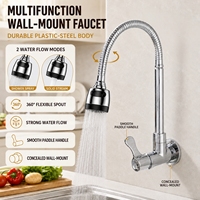 Robinet de cuisine mural pivotant à 360 degrés avec flexible, monocommande eau froide, corps en plastique pour l'Asie du Sud-Est et le Brésil