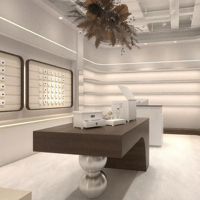 Vitrine d'exposition d'accessoires en bois avec écran LED, disposition personnalisable, finition vernie, construction robuste pour bijoux