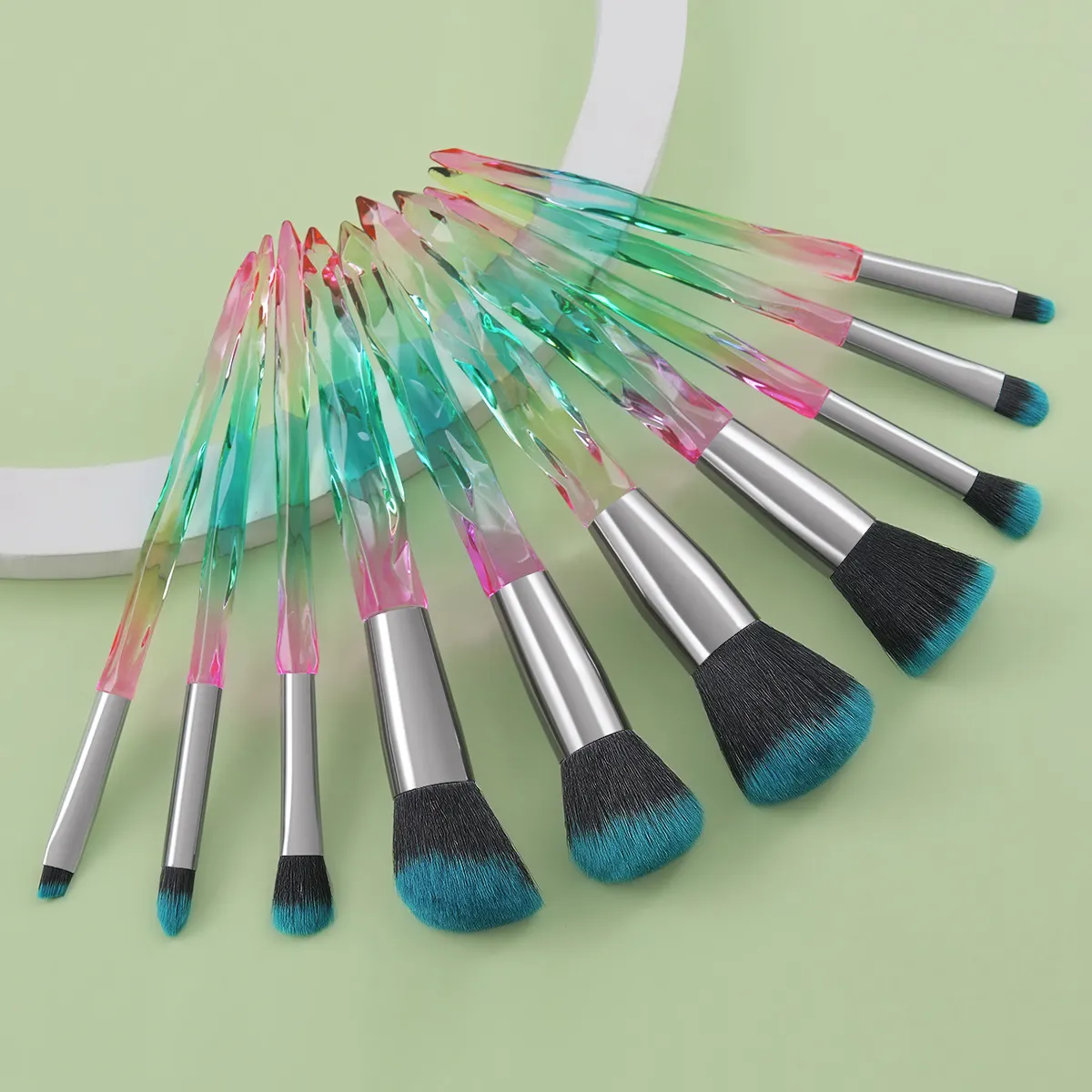 $2.77 Discounted product Green crystal handle makeup brush