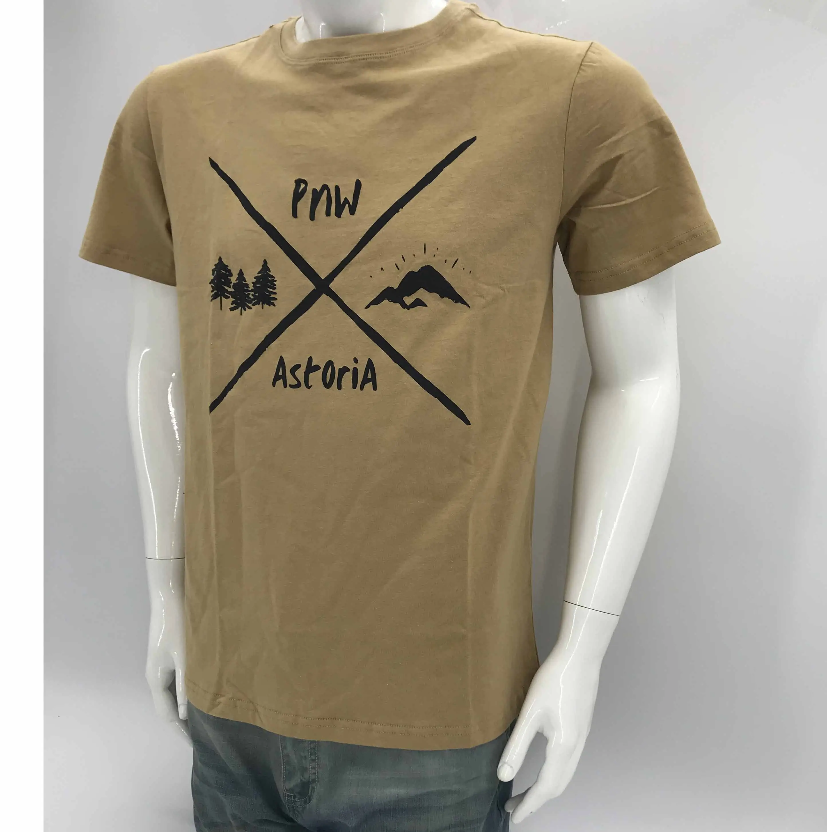 Kaus pria streetwear internasional ODM gambar dan huruf kustom kaus bahan ringan dan tipis