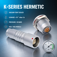 Connecteur circulaire étanche IP68 série K, hermétique, métallique, push-pull HGG HEG, 2-64 broches, prise hermétique pour la recherche en laboratoire