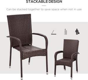 <span class=keywords><strong>Sillas</strong></span> de Ratán para Exteriores, Apilables, <span class=keywords><strong>Sillas</strong></span> de <span class=keywords><strong>Terraza</strong></span>, <span class=keywords><strong>Sillas</strong></span> de Comedor de Mimbre con Reposabrazos Acolchados Suaves y Respaldos Altos - Product Image 2