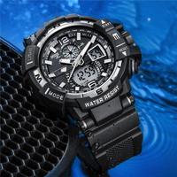 Jam Tangan Digital Sport Pria Dial Besar Tahan Air untuk Camping, Traveling, LED Dual Display, Outdoor, Luminous, Elektronik, untuk Pelajar