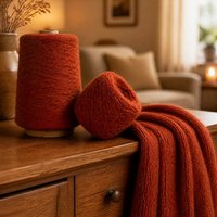 Warm Rust Red Chenille Yak-like Fancy Yarn 1/14Nm Vegan Recycled Dyed Rugged Soft-High Warmth