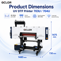 Imprimante UV DTF 703U/704U 60-65cm avec 3 ou 4 têtes d'impression pour l'impression de labels en cristal, de bouteilles et de cadeaux