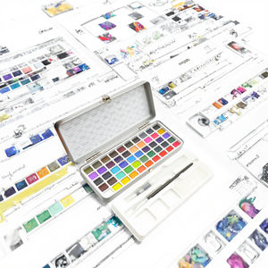 Ensemble de peinture <span class=keywords><strong>aquarelle</strong></span> solide de 50 couleurs comprenant un pinceau pour le papier, la toile, le verre, le <span class=keywords><strong>dessin</strong></span> - Product Image 6