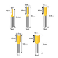 Fresa Recta de Vástago de 8mm con Cuchillas de Carburo de Tungsteno para Madera, Herramientas de Corte para Muebles