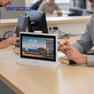 Traducteur IA d'entreprise INGSCREEN avec deux panneaux de visualisation pour <span class=keywords><strong>le</strong></span> contrô<span class=keywords><strong>le</strong></span> <span class=keywords><strong>des</strong></span> frontières, les consulats et les halls d'entreprises <span class=keywords><strong>multinationales</strong></span> - Product Image 1