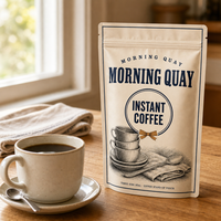 Sachet d'emballage personnalisé pour café instantané, scellé sur trois côtés, pochette verticale, qualité alimentaire, résistant à l'humidité, vente en gros