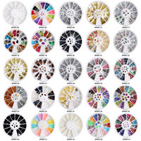 12 Grilles de Paillettes Multicolores pour Nail Art, Strass et Clous 3D Scintillants pour Manucure DIY