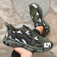 Chaussures unisexes en maille tricotée respirante, chaussures camouflage pour étudiants, chaussures plates décontractées, chaussures camouflage tendance