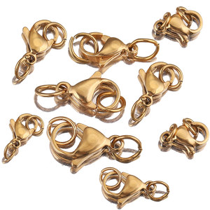 Keychain DIY <b>Necklace</b> <b>Chain</b> Bracelets Making 18K Gold Plated Stainless Steel Lobster Clasp Wholesale Jewelry Hooks - Product Image 3