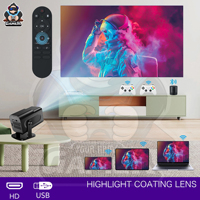 Projecteur portable intelligent HCS350 Pro+ avec console de jeu TV intégrée, système Android, manettes sans fil, plus de 20000 jeux, 8 Go de mémoire, multi-langues