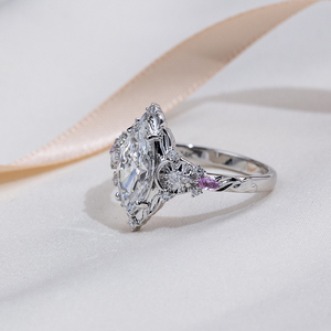 Bague d'éternité Messi Jewelry MSR-2128 en or 14 carats, forme marquise, design fantaisie, diamant de laboratoire, bague de fiançailles - Product Image 2
