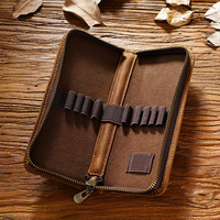 Étui à crayons rétro en cuir de vachette avec fermeture éclair NAG06, carré, en cuir véritable, pour l'école et le bureau, cadeau pour étudiants, 20x8x3cm, vente en gros
