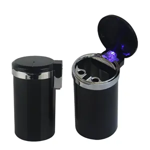 防火 LED 烟灰缸黑色/银色大容量在汽车杯架金属便携烟灰缸