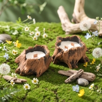 Bougie sur socle d'arbre en cire naturelle avec mèche en bois, bougie d'aromathérapie, décoration rustique forestière pour salon, chambre, salon de thé, parfum d'intérieur