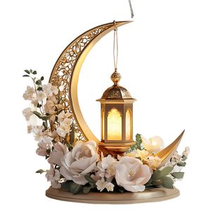 Ornement attrape-<span class=keywords><strong>soleil</strong></span> 2D en acrylique du Moyen-Orient avec lanterne en forme de croissant de lune islamique et détails floraux <span class=keywords><strong>pour</strong></span> la décoration du Ramadan - Product Image 2