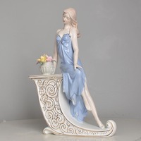 Sculpture de fille nordique de luxe léger, artisanat en céramique fait main, ornement décoratif pour salon, décoration intérieure