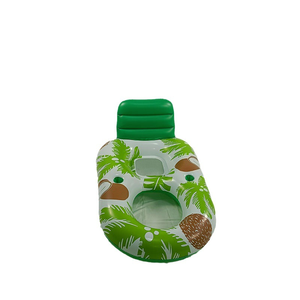 Tumbona Flotante Inflable Gigante de 65 Pulgadas con Asiento de Malla de Hoja de Palma Tropical, Portavasos Integrados, Ideal para el Verano y la Piscina - Product Image 6
