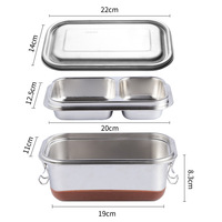 Boîte à lunch pour enfants de 1200 ml, étanche, grande capacité, double couche, 2 compartiments, en acier inoxydable 304 avec fond en silicone