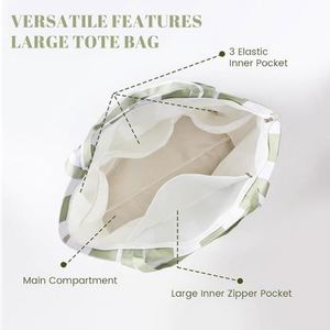 ถุงผ้าแคนวาสของผู้หญิงพิมพ์โลโก้ตามสั่งลายริ้วแบบคลาสสิกขนาดใหญ่ใช้ซ้ำได้ - Product Image 5