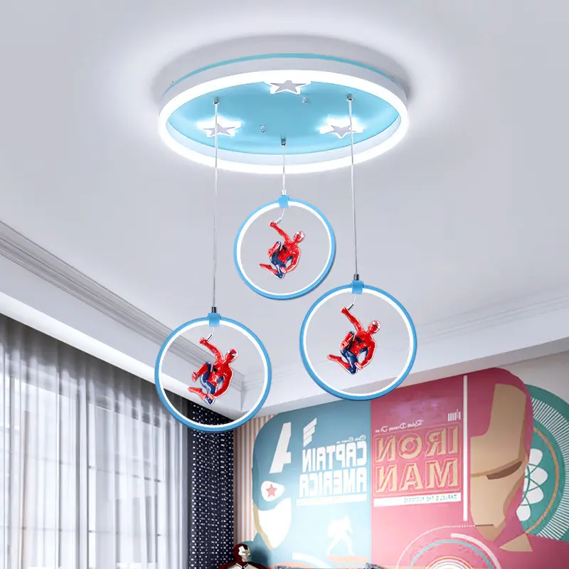 Modern creative cartoon Spider-Man eye protection led ceiling light for bedroom room children's room