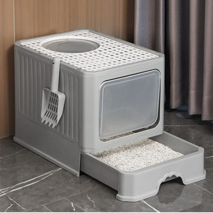 Pakeway Umweltfreundliche PP-Material Faltbare Katzentoilette mit Schaufel für Katzenstreu - Product Image 3