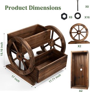 Boîte à fleurs en bois pour chariot intérieur et extérieur avec roues Fleurs Herbes Légumes Chariot à fleurs en bois - Product Image 2