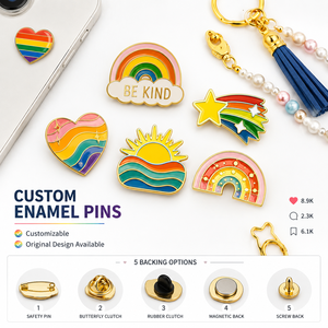 Pins de esmalte personalizados, pin de solapa, insignia metálica, arcoíris, <span class=keywords><strong>orgullo</strong></span>, Be Kind, corazón, esmalte duro, broche dorado, regalo inspirador, bolsa, OEM - Product Image 1