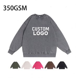 T-shirts à manches longues en coton de haute qualité 350 GSM, effet délavé, coupe ajustée, impression personnalisée de votre logo, sweats à capuche pour hommes sur mesure - Product Image 6
