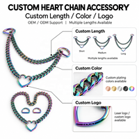 Collier long cubain unisexe de luxe, style Hip-hop Punk Rock, avec anneau en forme de cœur, petite chaîne réglable et fermoir à ressort en D détachable