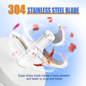 Mini Electric Plastic Kitchen Food Blender Garlic <b>Chopper</b> Stainless Steel Blades USB Rechargeable for Fruit <b>Vegetable</b> - Product Image 2