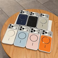 Nouvelle Coque Magnétique Grande Fenêtre pour iPhone 17 13 14 15 16 Pro Max, Texture Métallique, Housse Rigide