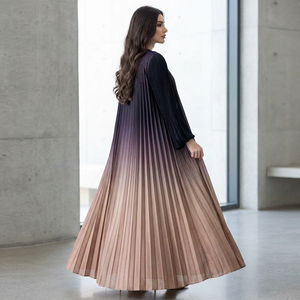 Nouvelle Veste Plissée Miyake Automne Hiver 2026, Long Manteau <span class=keywords><strong>Trench</strong></span> <span class=keywords><strong>Femme</strong></span> Tendance Abaya - Product Image 5