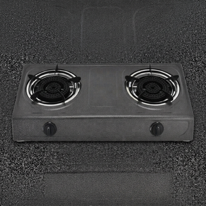 Table de cuisson à gaz double brûleur, panneau noir, commande par bouton, allumage piézoélectrique, facile à nettoyer, type encastrable, usage domestique - Product Image 1