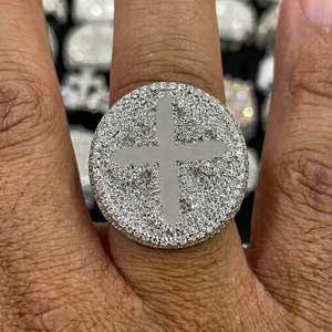 Solid 925 Sterling Glam Rhodium Plated Cocktail <b>Ring</b> With Micro Pave Cubic Zirconia Cross Design Jewelry - Product Image 2