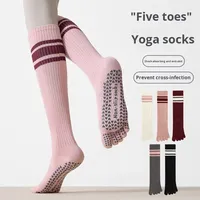 Chaussettes de yoga en coton tricoté à rayures cinq doigts pour femmes, antidérapantes, professionnelles pour la course, la corde à sauter, le fitness, l'aérobic et le cyclisme