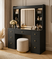 Table de maquillage moderne en bois sur mesure avec miroir et tiroirs de rangement, meubles de chambre à coucher