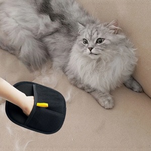 Gants anti-poils pour animaux de compagnie, tissu noir, pour toilettage des chats et des chiens - Product Image 1