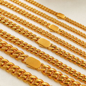 قلادة من الفولاذ المقاوم للصدأ الأساسية الأكثر مبيعًا ، قلادة كلاسيكية من الذهب الأسود بلون معدني صلب ، سلسلة ربط كوبية للرجال - Product Image 3