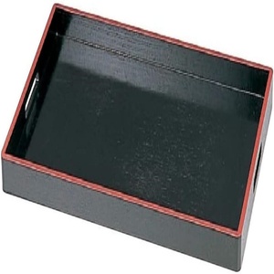 Made in Chian, Beautiful Design, Wooden Tray, 4 Handles, Black Tenshu