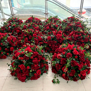 EG-WD94 Luxus Seide 80 große rote Blume Ball Hochzeit Mittelstücke Seide rote <span class=keywords><strong>Rose</strong></span> künstliche Blumen kugeln - Product Image 1