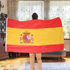 OEM定制徽标印刷所有国家足球球迷旗帜旗帜西班牙西班牙旗帜