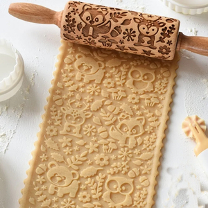 Деревянная скалка для выпечки печенья на Рождество, с тиснением и гравировкой, для домашней кухни - Product Image 4