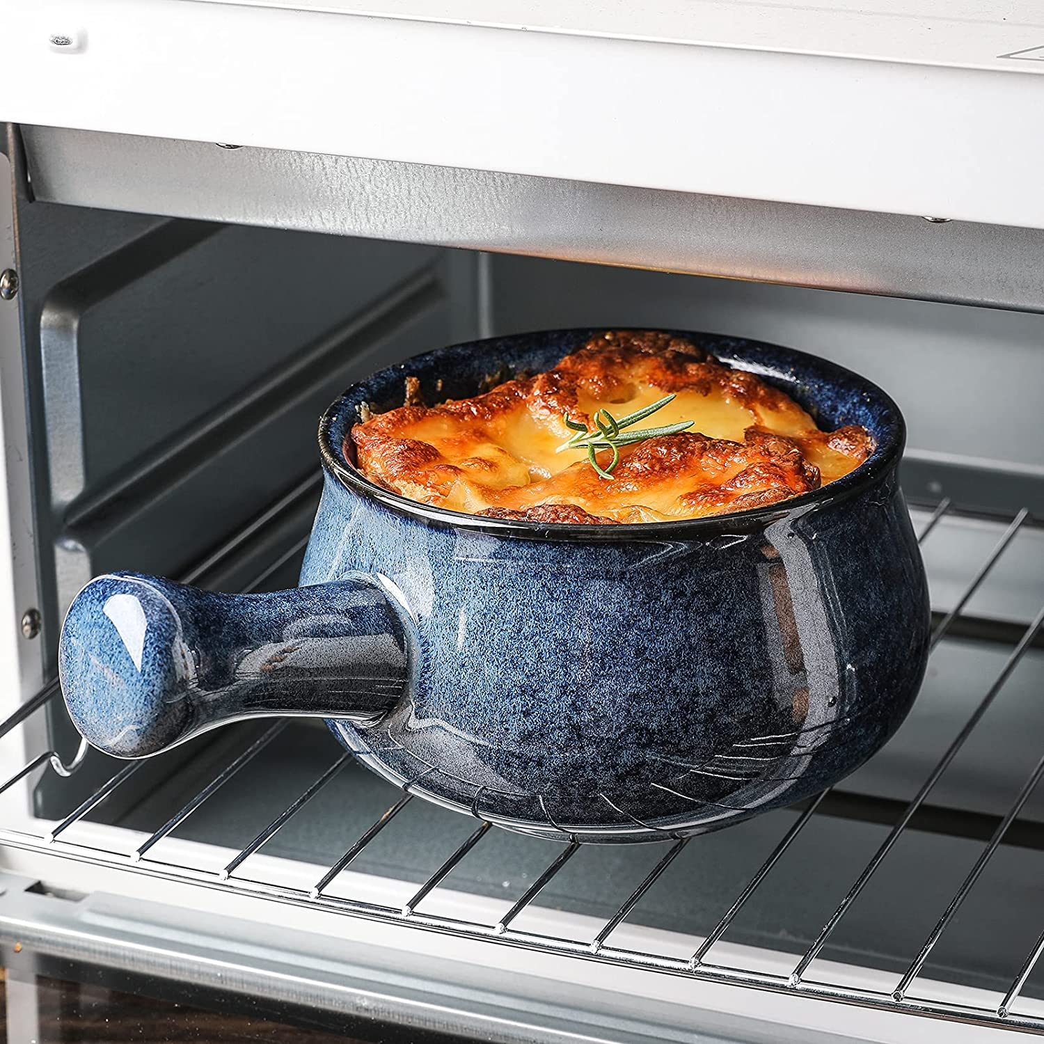 KooK Set Di 4 Ciotole Per Zuppa Di Cipolle Francesi In Gres – 510 Ml – Adatte A Forno, Microonde E Lavastoviglie Con Manici